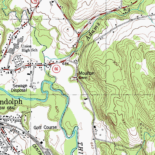 Topographic Map of Moulton Cemetery, VT
