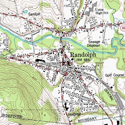 Topographic Map of Randolph Post Office, VT