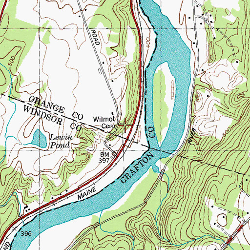 Topographic Map of Wilmot Cemetery, VT