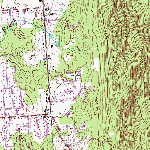 Topographic Map of Brookwood Estates, VT