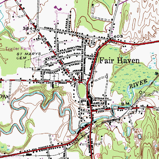 Topographic Map of Fair Haven Town Hall, VT