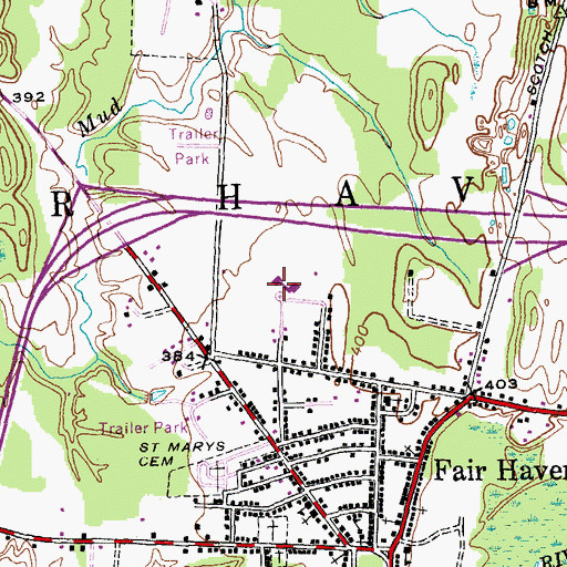 Topographic Map of Fair Haven Union High School, VT