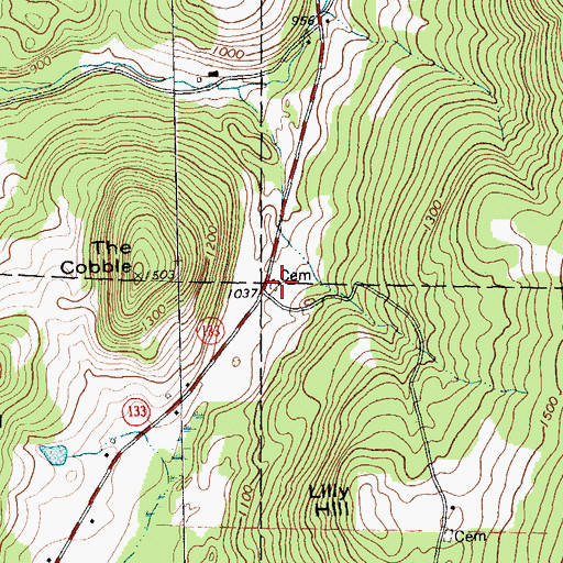 Topographic Map of Lillie Hill Cemetery, VT
