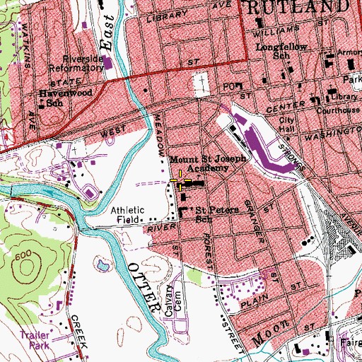 Topographic Map of Mount Saint Joseph Convent, VT