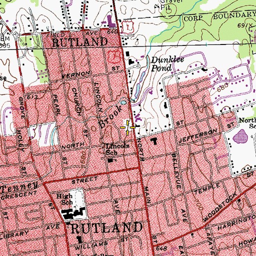 Topographic Map of North Main Cemetery, VT