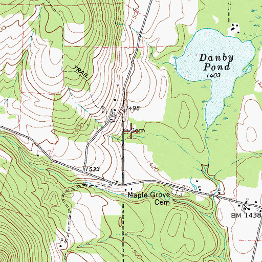 Topographic Map of Otis Cemetery, VT
