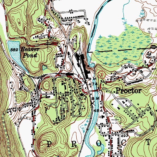 Topographic Map of Proctor Town Hall, VT