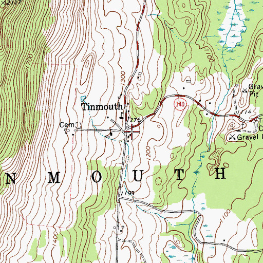Topographic Map of Tinmouth Methodist Church, VT