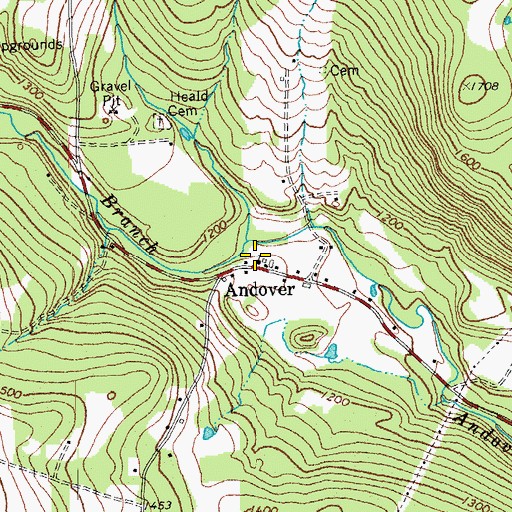 Topographic Map of Andover Community Church, VT