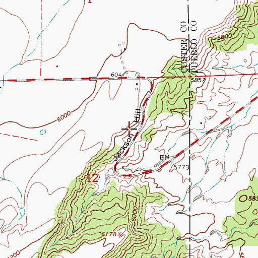 Topographic Map of Jackson Hill, CO