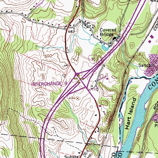 Topographic Map of Interchange 9, VT