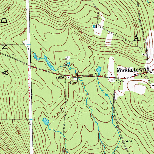 Topographic Map of Middletown Cemetery, VT
