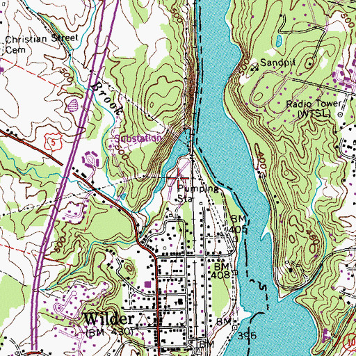 Topographic Map of Olcot Falls Mobile Home Park, VT