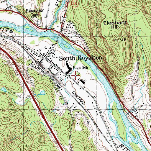 Topographic Map of South Royalton Village Cemetery, VT