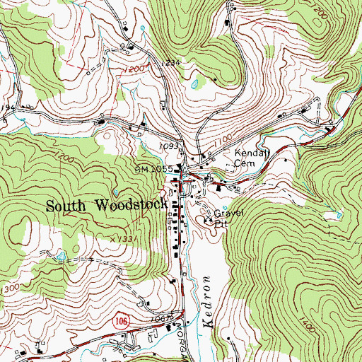 Topographic Map of South Woodstock Post Office, VT