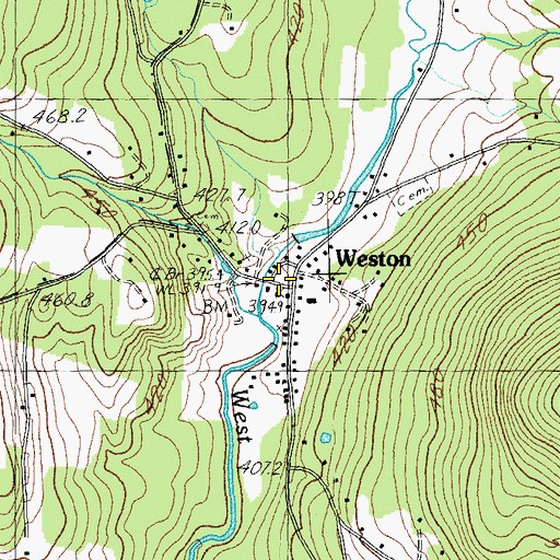 Topographic Map of Weston Community Church, VT