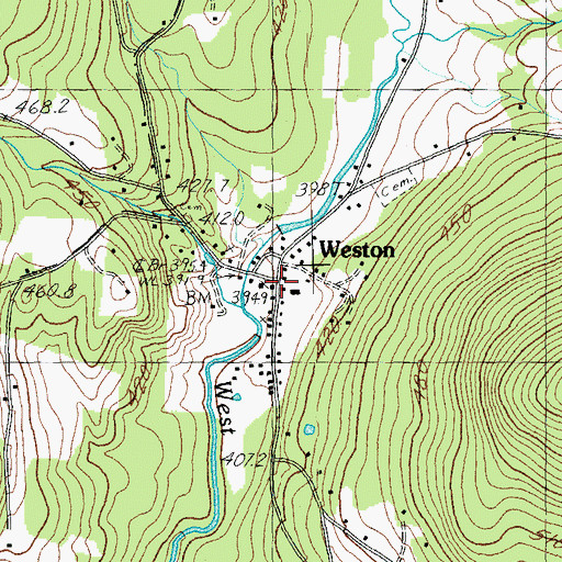 Topographic Map of Weston Post Office, VT