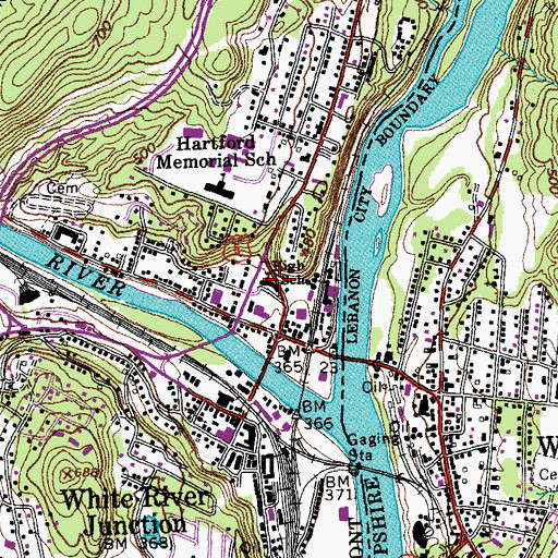 Topographic Map of White River School, VT