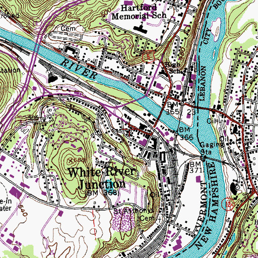 Topographic Map of White River Junction Methodist Church, VT