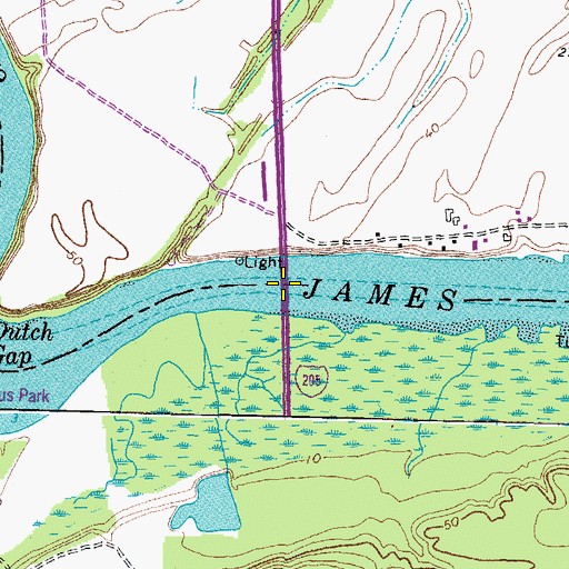 Topographic Map of Varina - Enon Bridge, VA