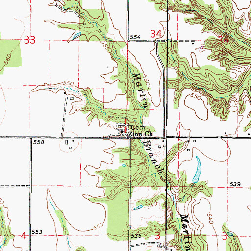 Topographic Map of Big Creek Cemetery, IL