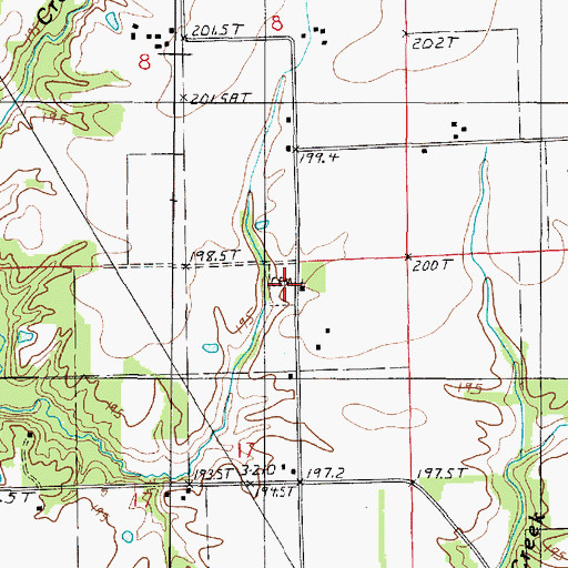 Topographic Map of Bluegrass Cemetery, IL
