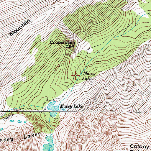 Topographic Map of Macey Falls, CO