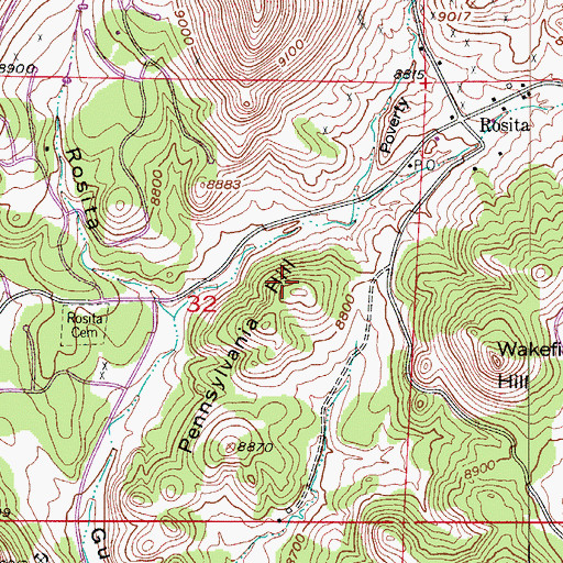 Topographic Map of Pennsylvania Hill, CO