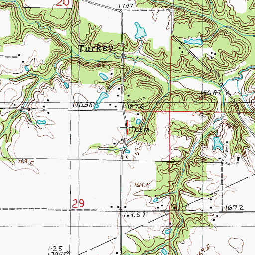 Topographic Map of Jones Cemetery, IL