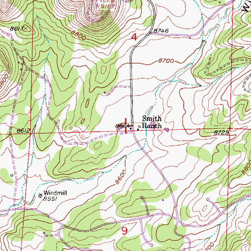 Topographic Map of Smith Ranch, CO