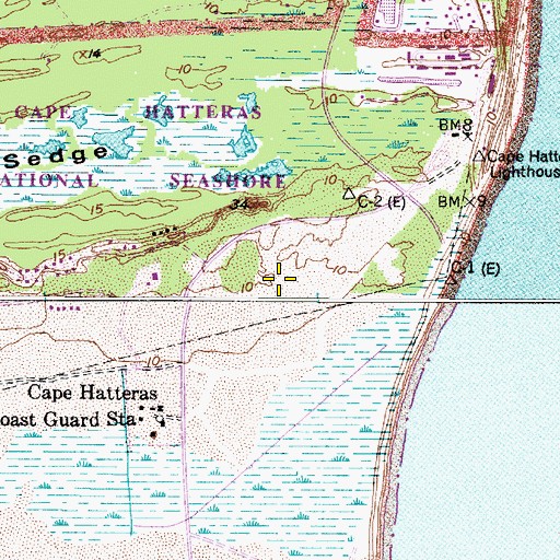 Topographic Map of Cape Hatteras Lighthouse, NC