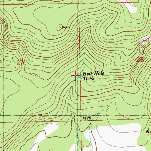 Topographic Map of Hell Hole Tank, NM