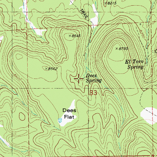 Topographic Map of Dees Spring, NM