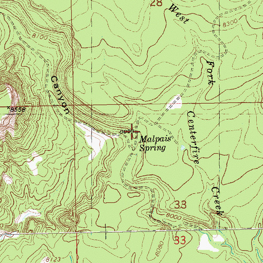 Topographic Map of Malpais Spring, NM