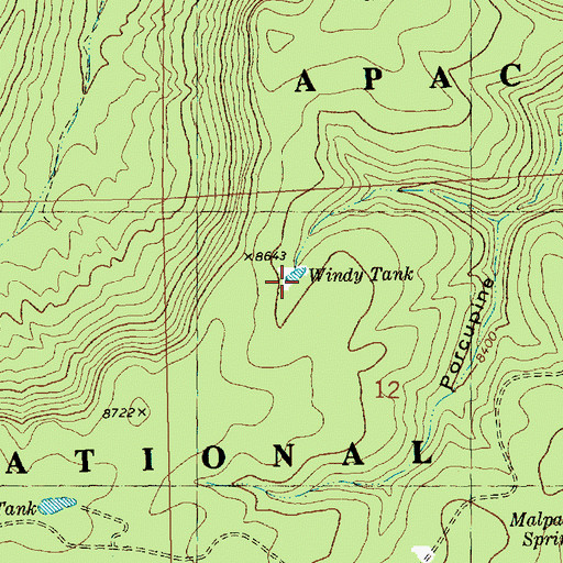 Topographic Map of Windy Tank, NM