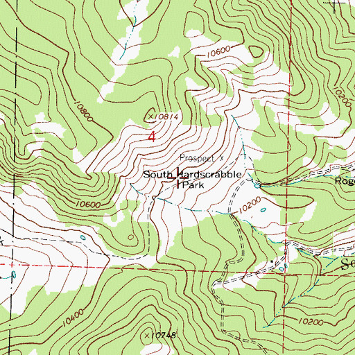 Topographic Map of South Hardscrabble Park, CO