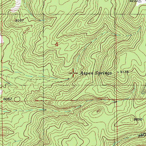 Topographic Map of Aspen Springs, NM
