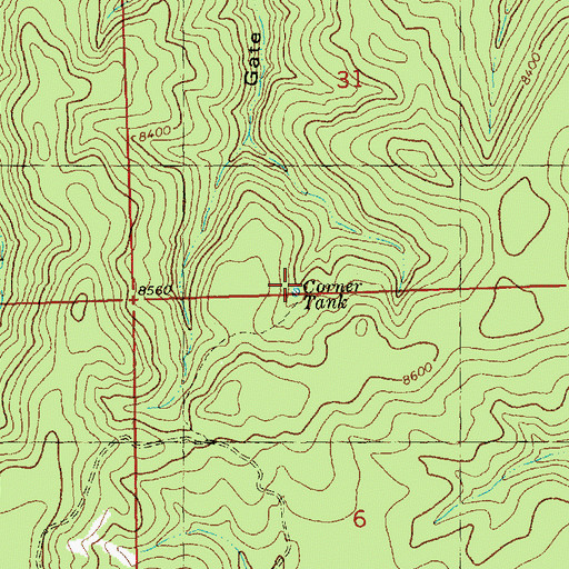 Topographic Map of Corner Tank, NM