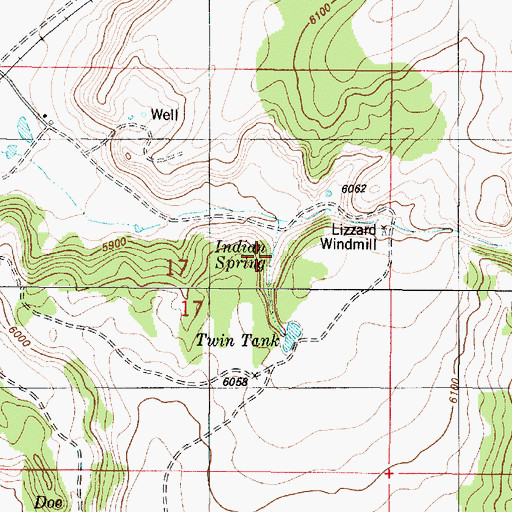 Topographic Map of Indian Spring, NM