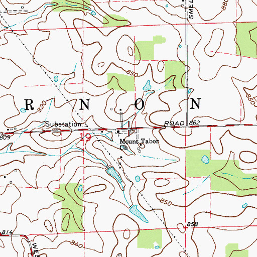 Topographic Map of Mount Tabor Cemetery, IN