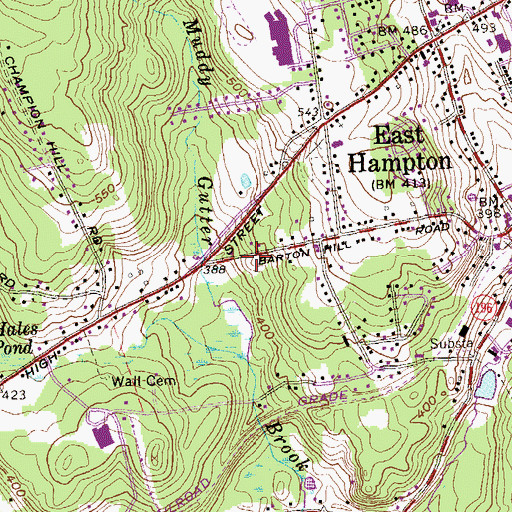 Topographic Map of Barton Hill, CT