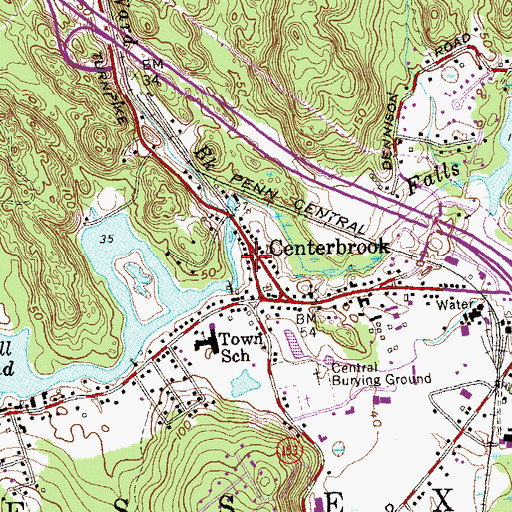 Topographic Map of Centerbrook Post Office, CT