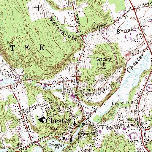 Topographic Map of Chester Town Meeting House, CT