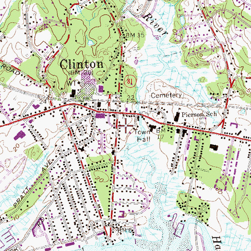 Topographic Map of Clinton United Methodist Church, CT