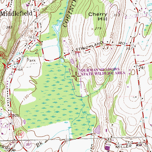 Topographic Map of Durham Meadows State Wildlife Area, CT