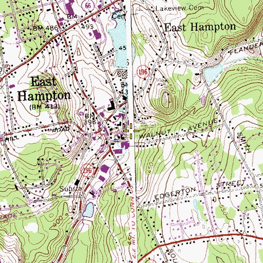 Topographic Map of East Hampton Cemetery, CT