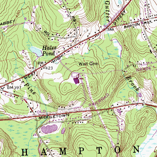 Topographic Map of East Hampton Middle School, CT