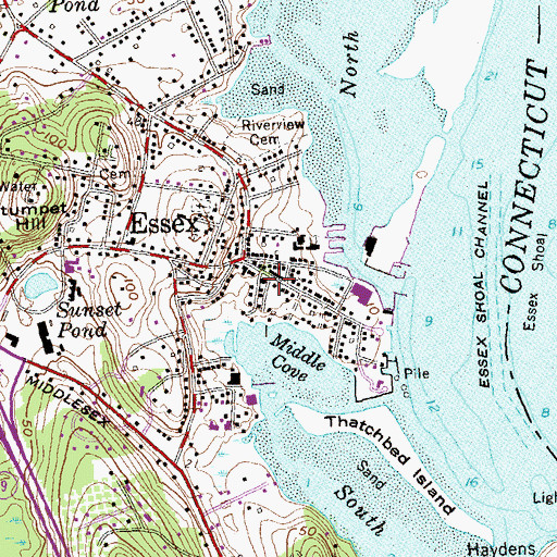Topographic Map of Essex Post Office, CT