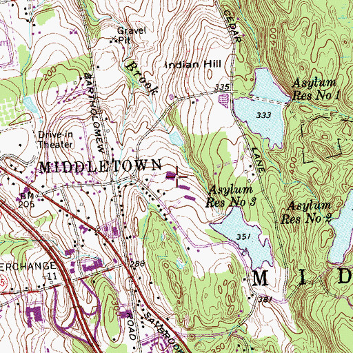 Topographic Map of Middlesex Community College, CT