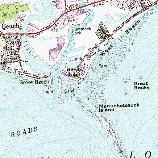 Topographic Map of Pilots Point, CT